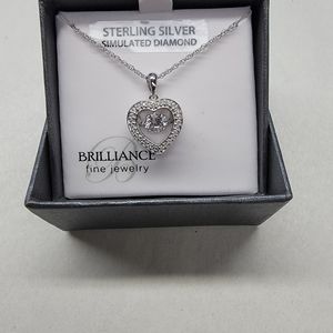 NWT Brilliance fine jewelry 18 inch dancing heart necklace